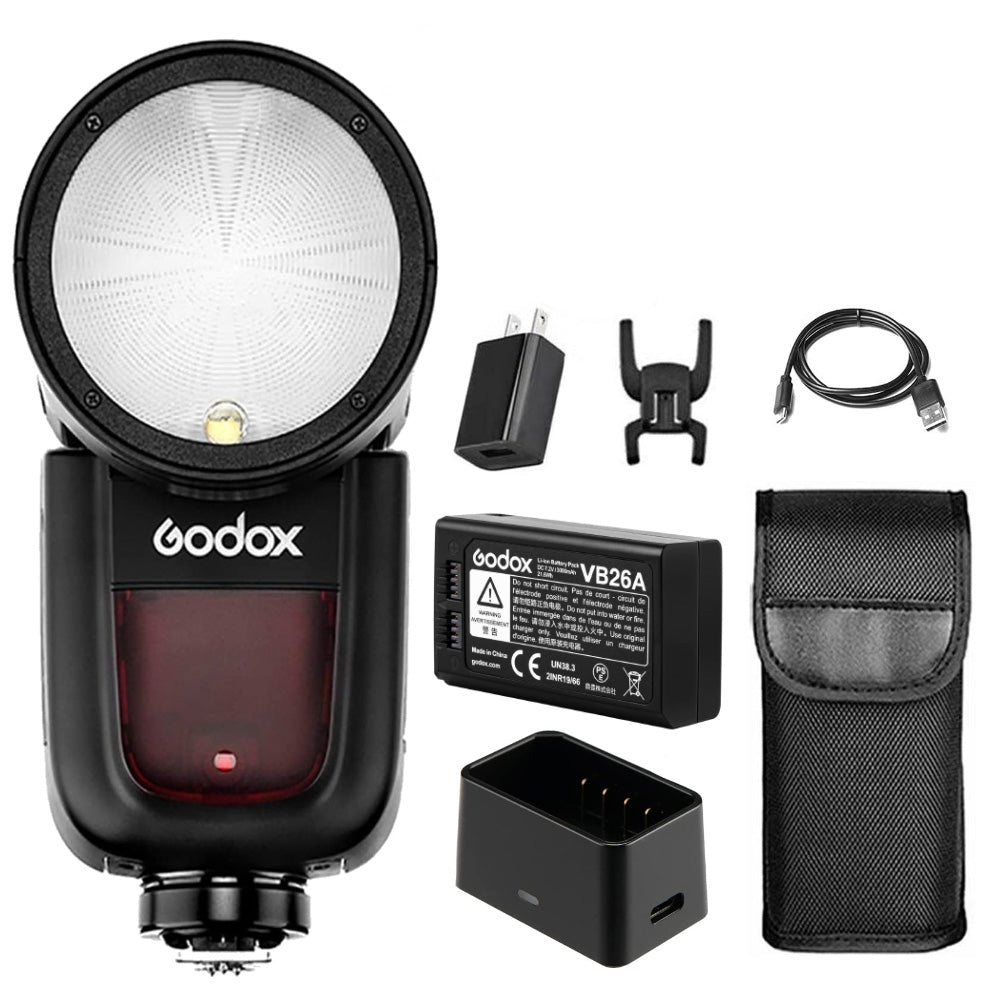 Godox V1 Flash with AK-R22 VB26A Battery - Arahan Photo