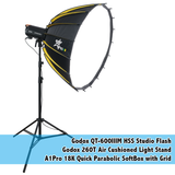 Godox QT600IIIM + A1Pro 18K Quick Open Parabolic SoftBox + Godox 260T Air Cushioned Light Stand - Arahan Photo