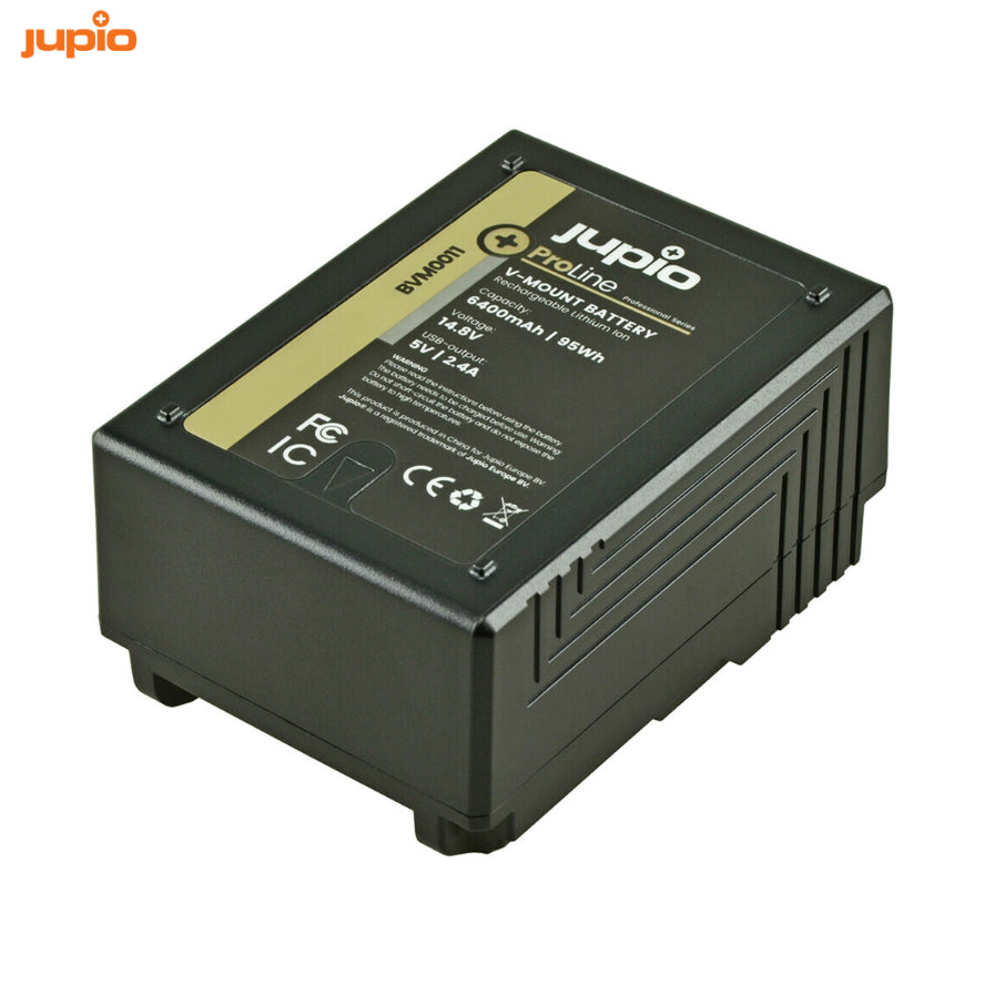 Jupio V-Mount Battery (RED Raven/Dragon/...) LED Indicator 14.8V (95Wh/6400mAh) D-Tap and USB 5V DC Output