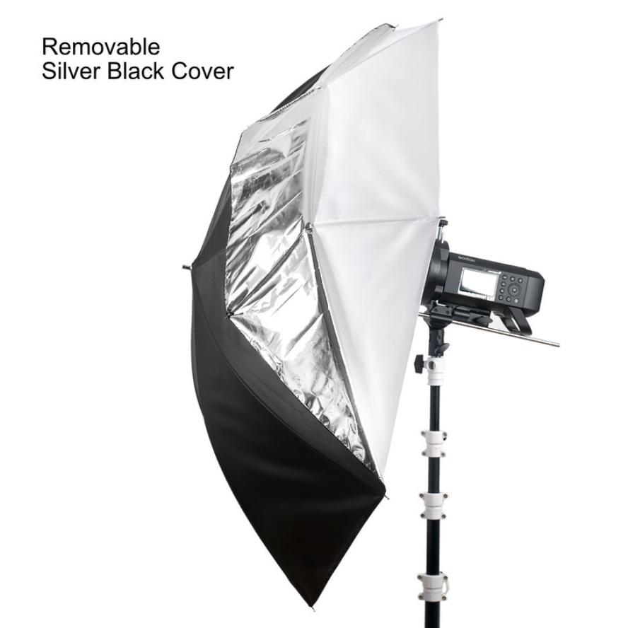 A1Pro 110cm 2-in-1 White Umbrella with Removable Silver/Black Cover - Arahan Photo