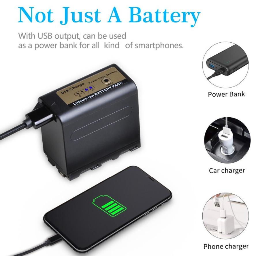 DuraPro 7800mAh NP-F960 NP-F970 Battery with USB Port and LED Power Indicator - Arahan Photo